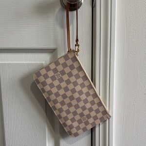 Louis Vuitton Damier Azur Checker Wristlet in Beige and Tan